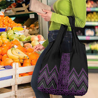 Purple Aotearoa Mangopare Kowhaiwhai and Niho Taniwha Grocery Bag Maori New Zealand