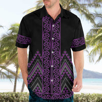 Purple Aotearoa Mangopare Kowhaiwhai and Niho Taniwha Hawaiian Shirt Maori New Zealand