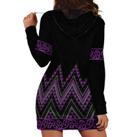 Purple Aotearoa Mangopare Kowhaiwhai and Niho Taniwha Hoodie Dress Maori New Zealand