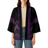 Purple Aotearoa Mangopare Kowhaiwhai Niho Taniwha Kimono Maori New Zealand - Polynesian Pride