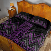 Purple Aotearoa Mangopare Kowhaiwhai and Niho Taniwha Quilt Bed Set Maori New Zealand
