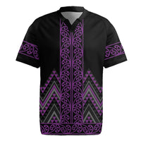 Purple Aotearoa Mangopare Kowhaiwhai and Niho Taniwha Rugby Jersey Maori New Zealand