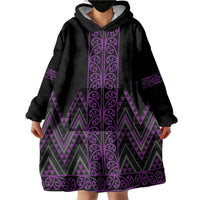 Purple Aotearoa Mangopare Kowhaiwhai and Niho Taniwha Wearable Blanket Hoodie Maori New Zealand