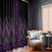 Purple Aotearoa Mangopare Kowhaiwhai and Niho Taniwha Window Curtain Maori New Zealand LT14 - Polynesian Pride