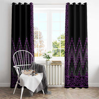 Purple Aotearoa Mangopare Kowhaiwhai and Niho Taniwha Window Curtain Maori New Zealand LT14 - Polynesian Pride