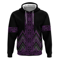 Purple Aotearoa Mangopare Kowhaiwhai and Niho Taniwha Zip Hoodie Maori New Zealand