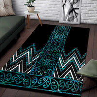 Paua Shell Aotearoa Mangopare Kowhaiwhai and Niho Taniwha Area Rug Maori New Zealand