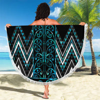 Paua Shell Aotearoa Mangopare Kowhaiwhai and Niho Taniwha Beach Blanket Maori New Zealand