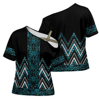 Paua Shell Aotearoa Mangopare Kowhaiwhai Niho Taniwha Cross Shoulder Shirt Maori New Zealand - Polynesian Pride
