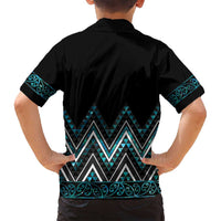 Paua Shell Aotearoa Mangopare Kowhaiwhai and Niho Taniwha Family Matching Long Sleeve Bodycon Dress and Hawaiian Shirt Maori New Zealand LT14 - Polynesian Pride