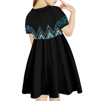 Paua Shell Aotearoa Mangopare Kowhaiwhai and Niho Taniwha Kid Short Sleeve Dress Maori New Zealand