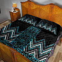 Paua Shell Aotearoa Mangopare Kowhaiwhai and Niho Taniwha Quilt Bed Set Maori New Zealand