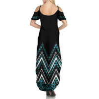 Paua Shell Aotearoa Mangopare Kowhaiwhai and Niho Taniwha Summer Maxi Dress Maori New Zealand