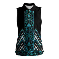 Paua Shell Aotearoa Mangopare Kowhaiwhai and Niho Taniwha Women Sleeveless Polo Shirt Maori New Zealand