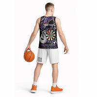 Personalised New Zealand Darts Basketball Jersey Ngutukaka Manaia Taniko Luxury Purple - Polynesian Pride