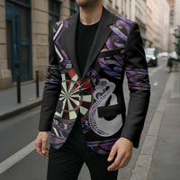 Personalised New Zealand Darts Blazer Ngutukaka Manaia Taniko Luxury Purple - Polynesian Pride