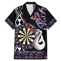 Personalised New Zealand Darts Family Matching Mermaid Dress and Hawaiian Shirt Ngutukaka Manaia Taniko Luxury Purple LT14 Dad's Shirt - Short Sleeve Purple - Polynesian Pride