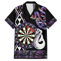 Personalised New Zealand Darts Family Matching Puletasi and Hawaiian Shirt Ngutukaka Manaia Taniko Luxury Purple - Polynesian Pride