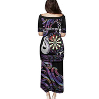 Personalised New Zealand Darts Family Matching Puletasi and Hawaiian Shirt Ngutukaka Manaia Taniko Luxury Purple - Polynesian Pride