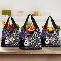 Personalised New Zealand Darts Grocery Bag Ngutukaka Manaia Taniko Luxury Purple - Polynesian Pride