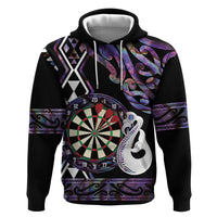 Personalised New Zealand Darts Hoodie Ngutukaka Manaia Taniko Luxury Purple - Polynesian Pride