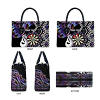 Personalised New Zealand Darts Leather Bag Ngutukaka Manaia Taniko Luxury Purple - Polynesian Pride