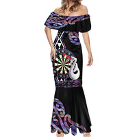 Personalised New Zealand Darts Mermaid Dress Ngutukaka Manaia Taniko Luxury Purple - Polynesian Pride