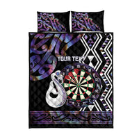 Personalised New Zealand Darts Quilt Bed Set Ngutukaka Manaia Taniko Luxury Purple - Polynesian Pride