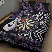 Personalised New Zealand Darts Quilt Bed Set Ngutukaka Manaia Taniko Luxury Purple - Polynesian Pride
