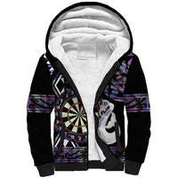 Personalised New Zealand Darts Sherpa Hoodie Ngutukaka Manaia Taniko Luxury Purple - Polynesian Pride