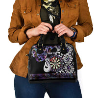 Personalised New Zealand Darts Shoulder Handbag Ngutukaka Manaia Taniko Luxury Purple - Polynesian Pride