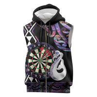 Personalised New Zealand Darts Sleeveless Zip Hoodie Ngutukaka Manaia Taniko Luxury Purple - Polynesian Pride