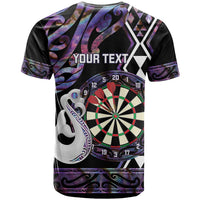 Personalised New Zealand Darts T Shirt Ngutukaka Manaia Taniko Luxury Purple - Polynesian Pride