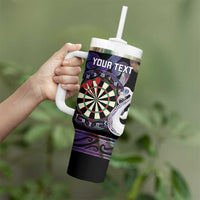 Personalised New Zealand Darts Tumbler With Handle Ngutukaka Manaia Taniko Luxury Purple - Polynesian Pride
