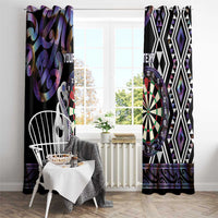 Personalised New Zealand Darts Window Curtain Ngutukaka Manaia Taniko Luxury Purple - Polynesian Pride