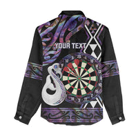 Personalised New Zealand Darts Women Casual Shirt Ngutukaka Manaia Taniko Luxury Purple - Polynesian Pride