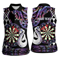Personalised New Zealand Darts Women Sleeveless Polo Shirt Ngutukaka Manaia Taniko Luxury Purple - Polynesian Pride
