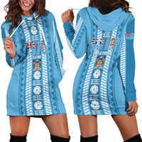 Fiji Day 1970 Hoodie Dress For Fiji Ever Fiji Tapa Pattern Blue