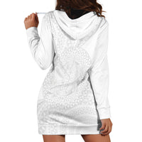 Tonga White Sunday Hoodie Dress Fakame Tongan Ngatu Turtle