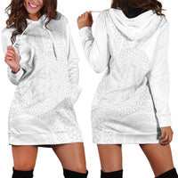 Tonga White Sunday Hoodie Dress Fakame Tongan Ngatu Turtle