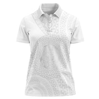 Tonga White Sunday Women Polo Shirt Fakame Tongan Ngatu Turtle LT14 Female White - Polynesian Pride