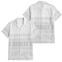 Samoa White Sunday Family Matching Off The Shoulder Long Sleeve Dress and Hawaiian Shirt Lotu Tamaiti Samoan Siapo Teuila Flowers LT14 Dad's Shirt - Short Sleeve White - Polynesian Pride