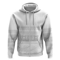 Samoa White Sunday Hoodie Lotu Tamaiti Samoan Siapo Teuila Flowers LT14 Zip Hoodie White - Polynesian Pride