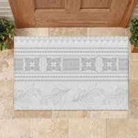 Samoa White Sunday Rubber Doormat Lotu Tamaiti Samoan Siapo Teuila Flowers LT14 White - Polynesian Pride