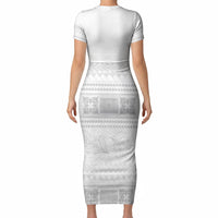Samoa White Sunday Short Sleeve Bodycon Dress Lotu Tamaiti Samoan Siapo Teuila Flowers
