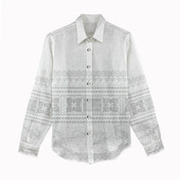 Samoa White Sunday Women Casual Shirt Lotu Tamaiti Samoan Siapo Teuila Flowers LT14 - Polynesian Pride