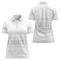 Samoa White Sunday Women Polo Shirt Lotu Tamaiti Samoan Siapo Teuila Flowers LT14 - Polynesian Pride
