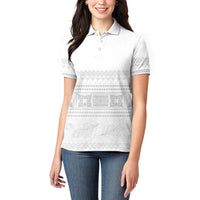 Samoa White Sunday Women Polo Shirt Lotu Tamaiti Samoan Siapo Teuila Flowers LT14 - Polynesian Pride
