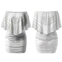 Niue White Sunday Couples Matching Off Shoulder Short Dress and Hawaiian Shirt Aho Tapu Fanau Hiapo Pattern