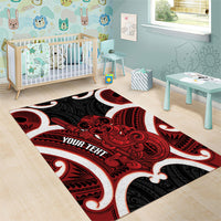 Whero Aotearoa Atua Tumatauenga Personalised Area Rug Maori God Of War Tiki With Taiaha LT14 - Polynesian Pride